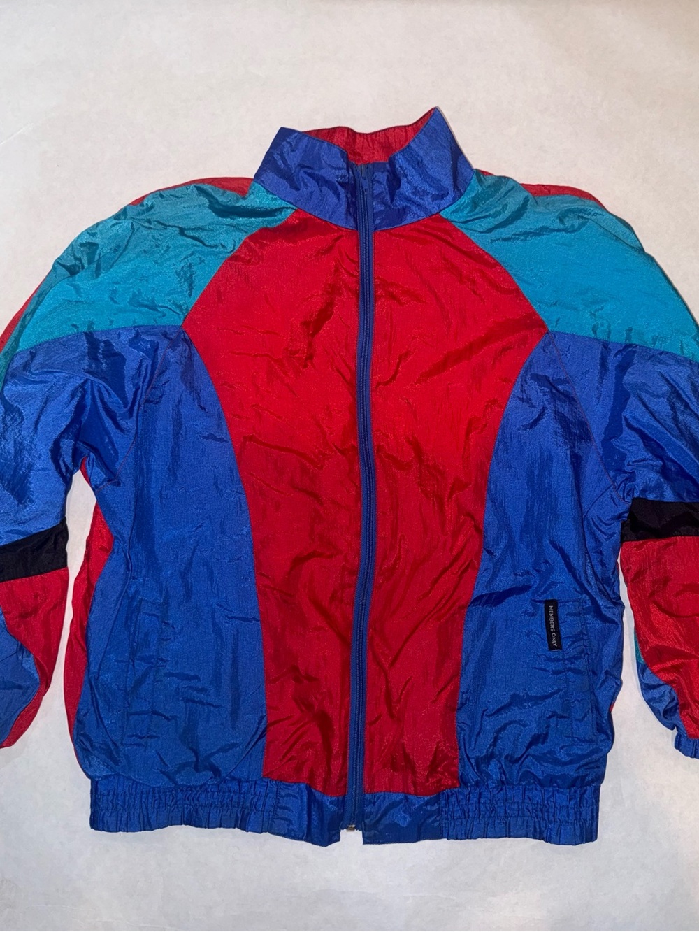 Vintage Members Only Colorblock Windbreaker Jacket - Red & Blue